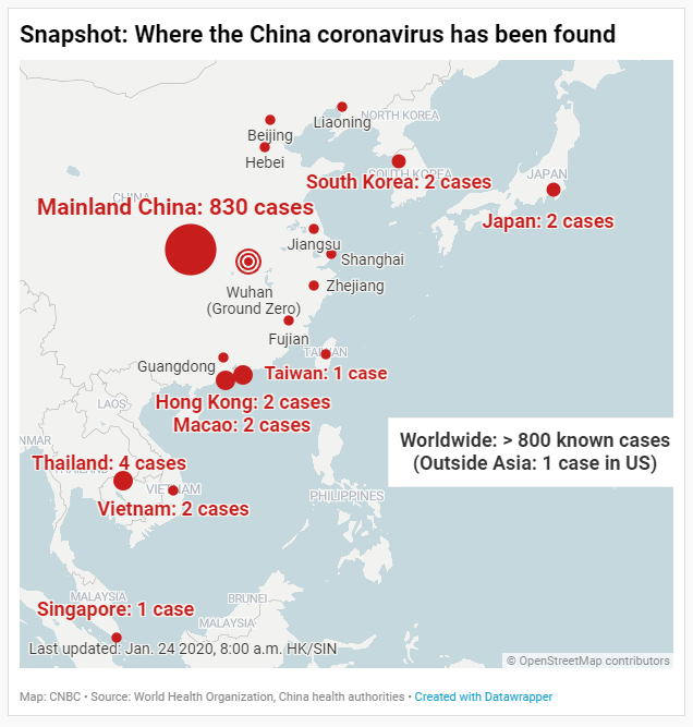 where the china coronavirus has been found