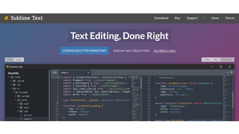 Sublime text code editor