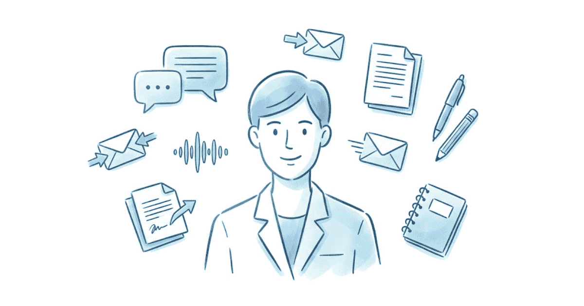 Hero image showing verbal and written communication skills with speaking and writing icons.