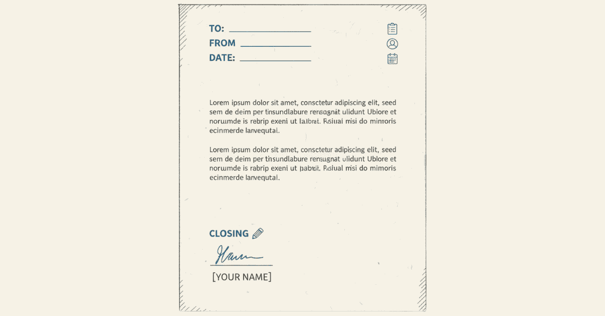 Graphic showing correct professional business letter format.