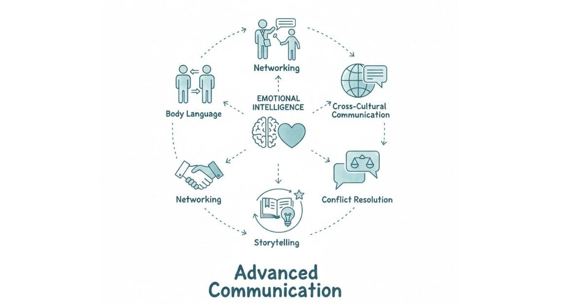 Hero banner showing advanced communication skills like EQ, networking, and cross-cultural communication.