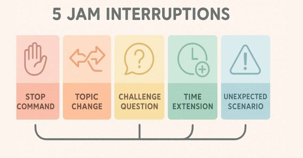 Infographic showing five types of JAM interruptions.