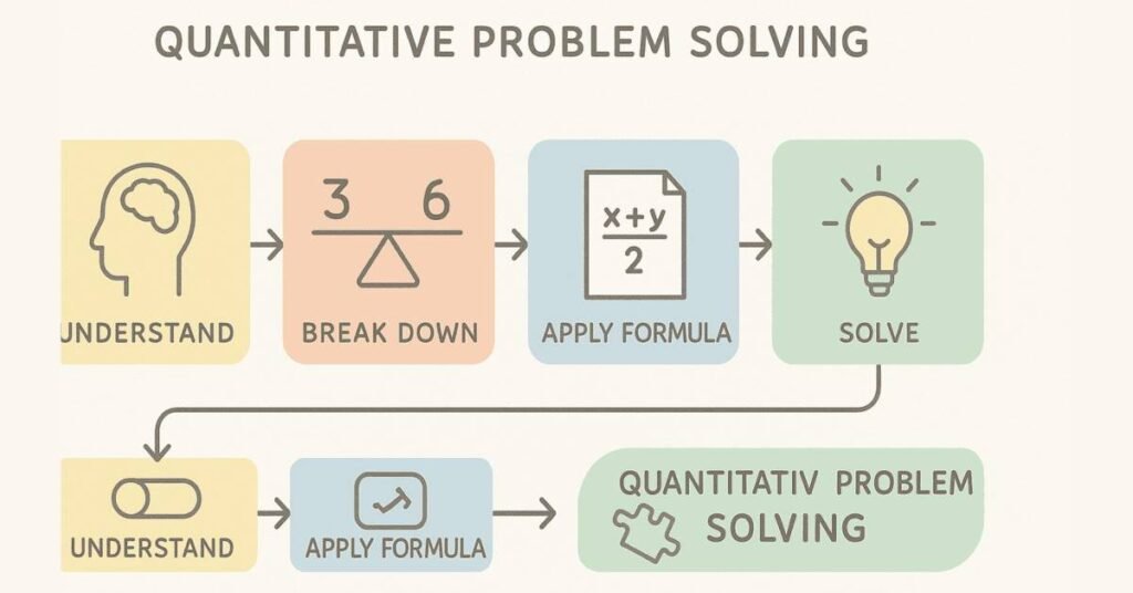 Flowchart showing structured problem-solving approach for aptitude questions.