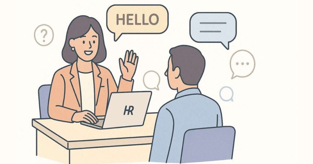 HR interview introductory visual with candidate and HR representative