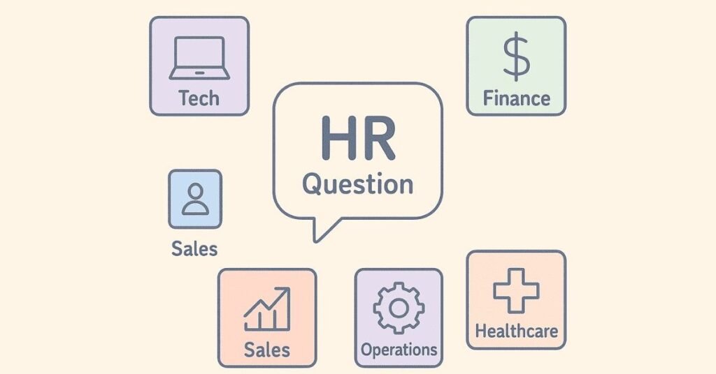 HR evaluating role-specific interview questions visual