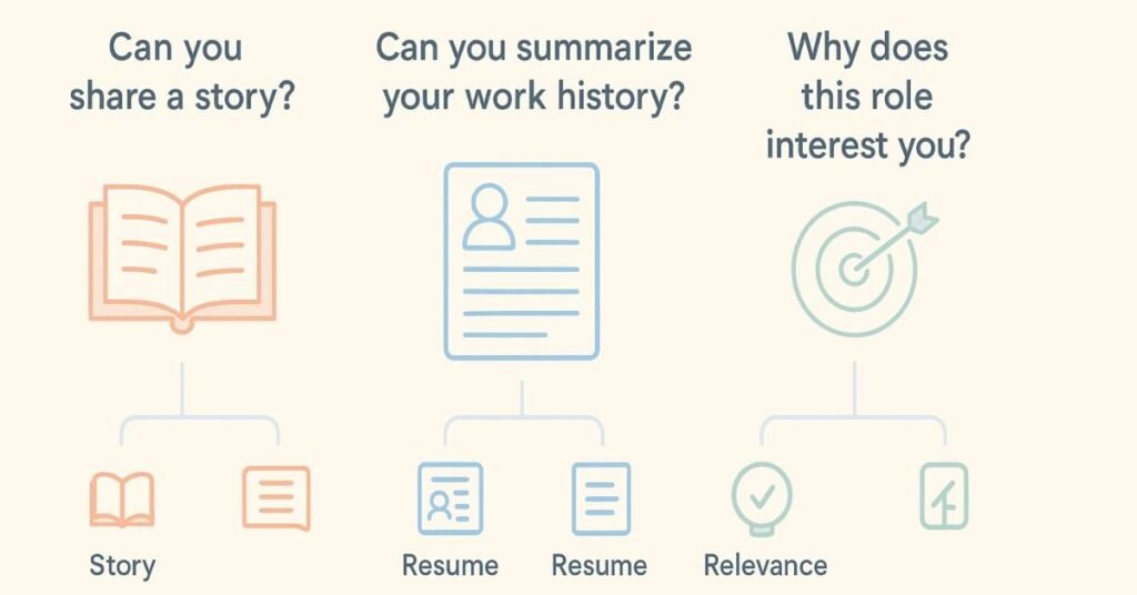 Comparison of similar HR question styles infographic