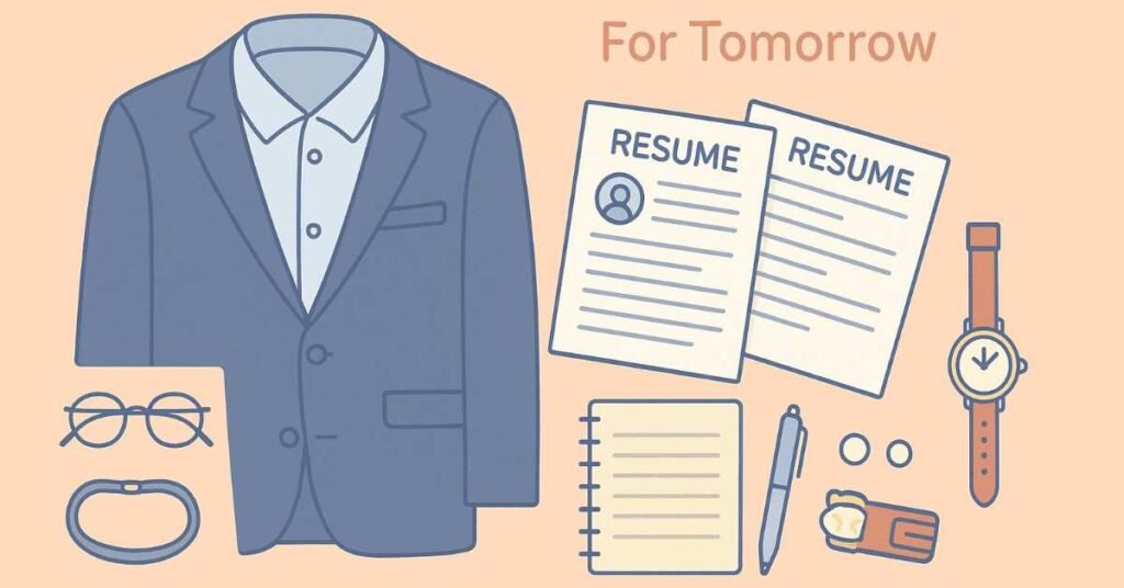 Day-before interview preparation items visual