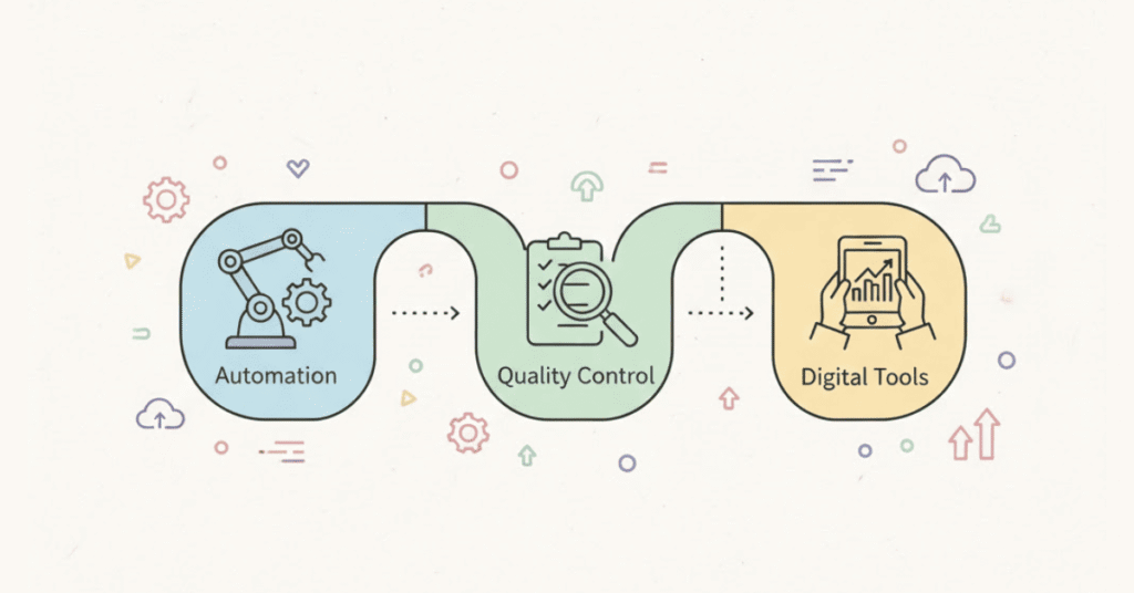 Manufacturing career path and skills illustration