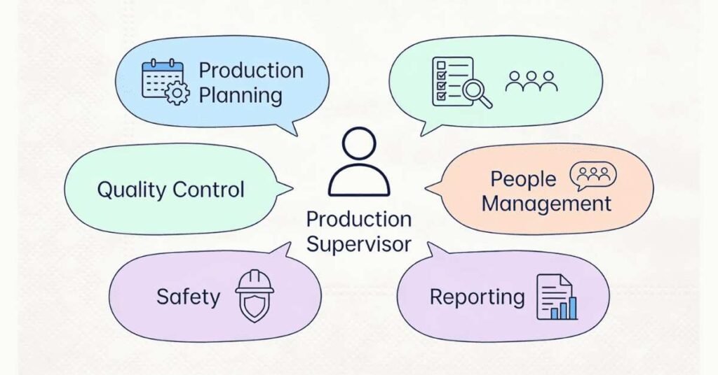 Key responsibilities of a production supervisor