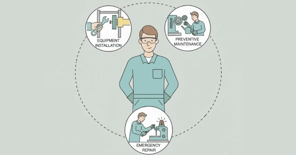 Daily work of a mechanical fitter