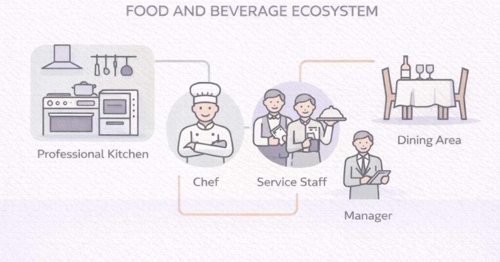 Food and beverage career paths overview illustration