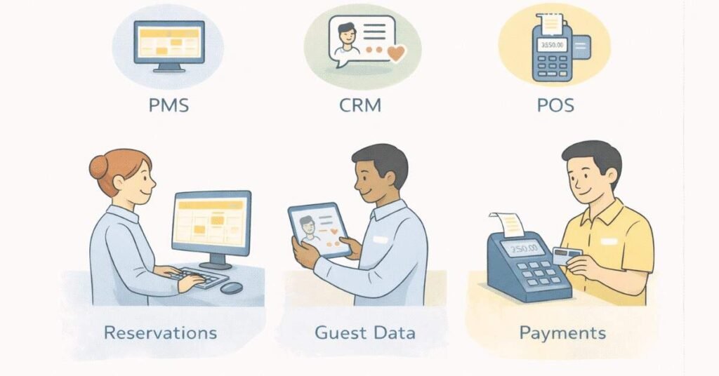 PMS CRM POS systems used in hospitality