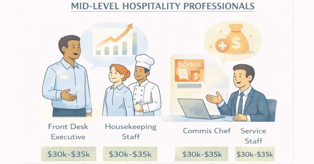 Mid level hospitality salaries and growth