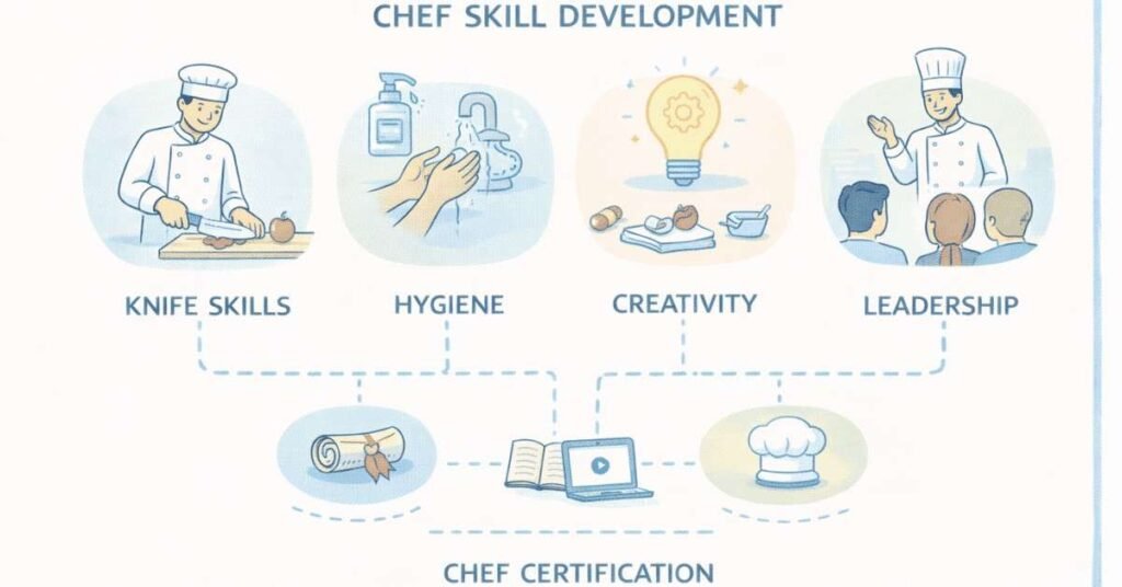 Culinary skills and chef certifications illustration