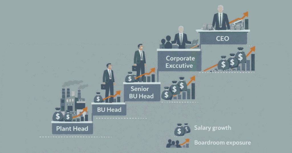Manufacturing business unit head career path salary and CEO promotion