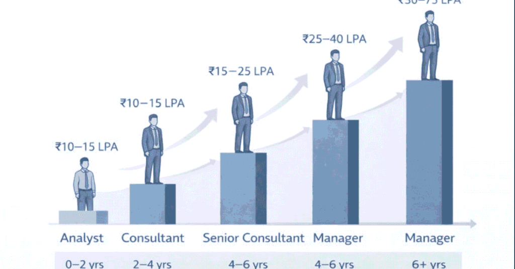 Management consultant salary progression from fresher to manager