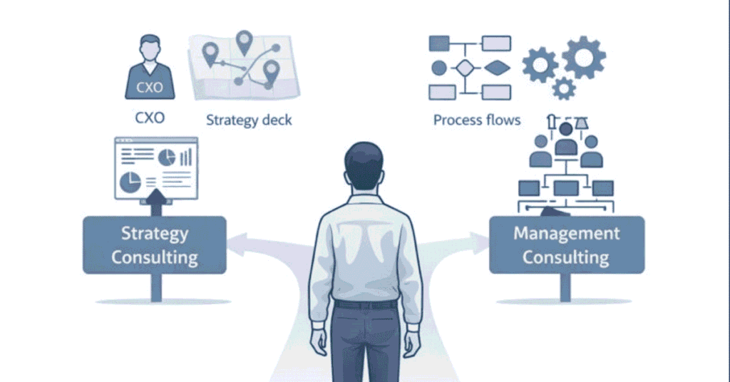 Strategy consulting vs management consulting career comparison