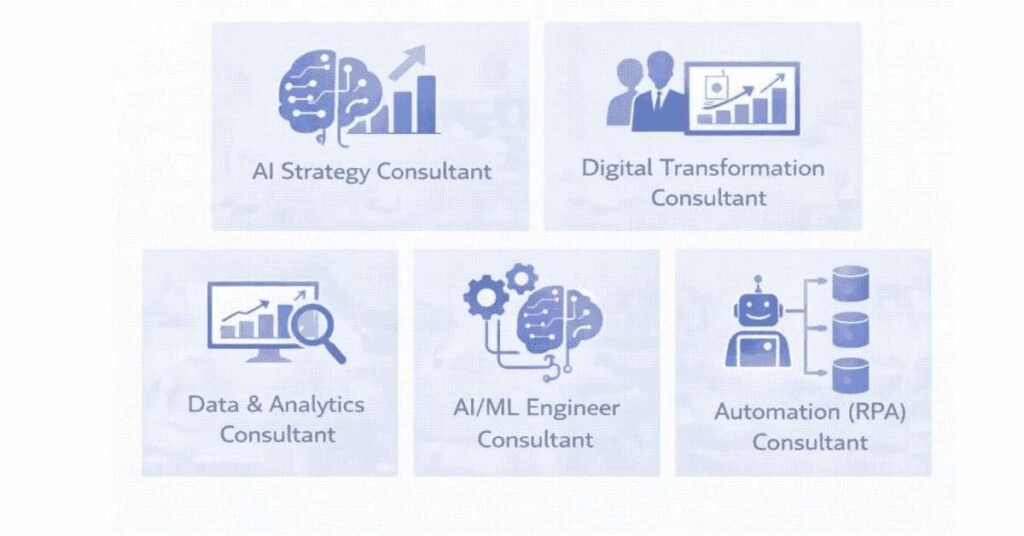 Types of AI and digital transformation consulting roles