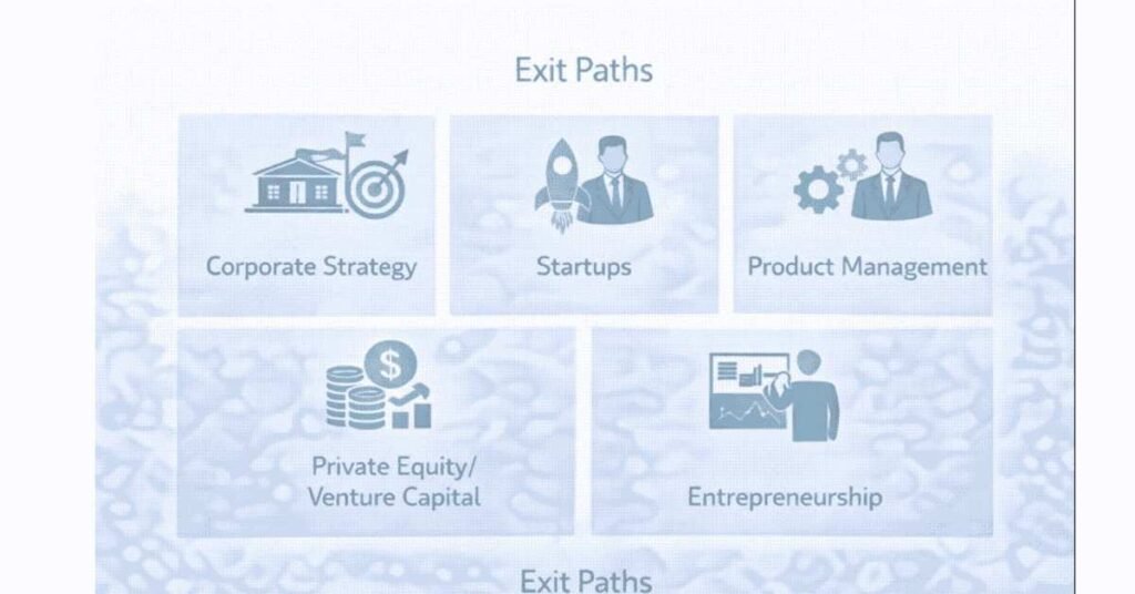 Top consulting exit paths including corporate startups product and PE