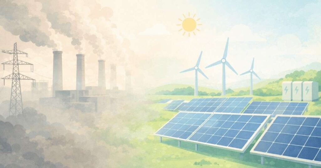 Clean energy replacing fossil fuels