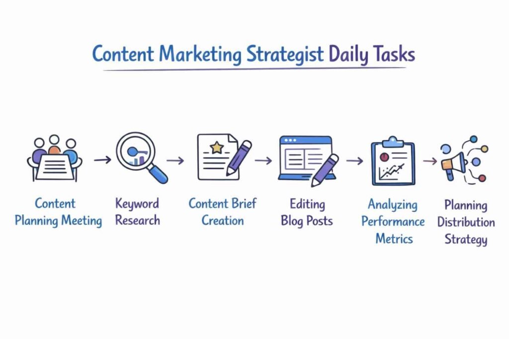 Daily workflow of a content marketing strategist