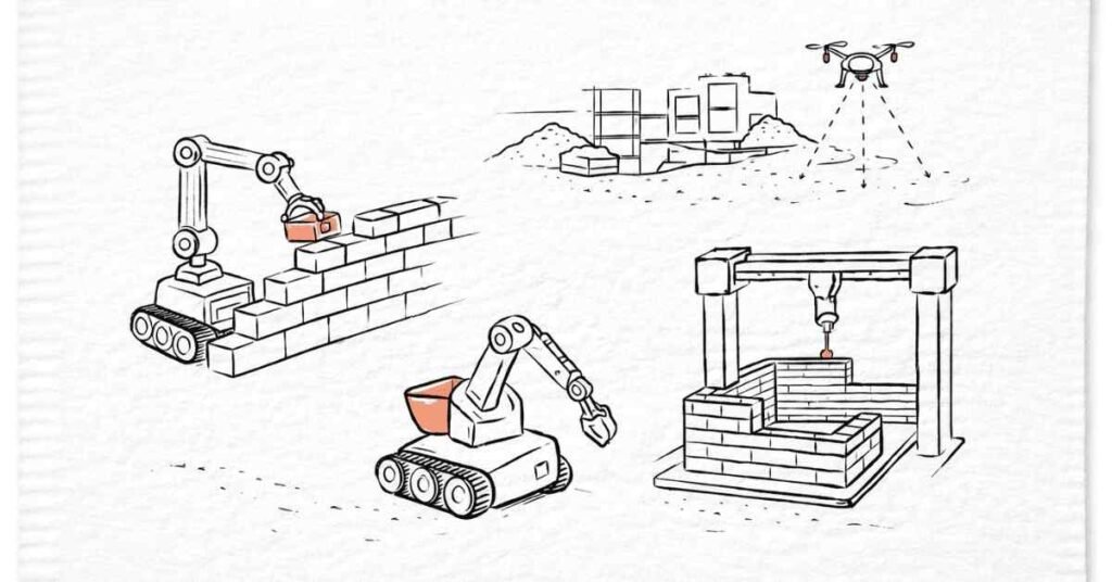Robots on construction site