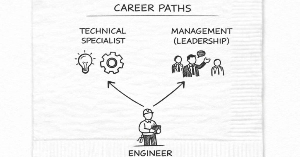 Two career paths split