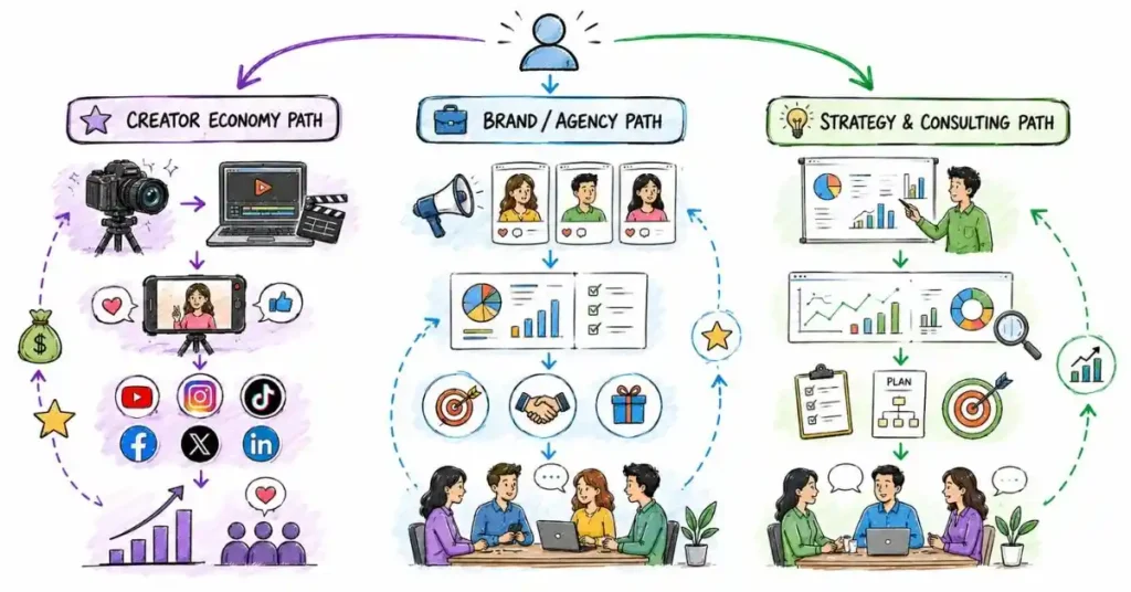different social media career paths in India