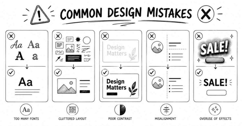 common graphic design mistakes | FLM | Frontlines Edu Tech