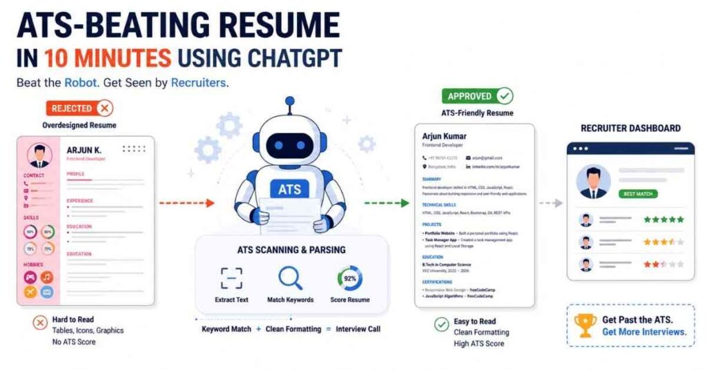 ATS Robot rejecting colorful resumes while approving clean resume
