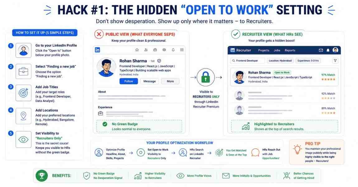 Hidden recruiter-only Open to Work workflow