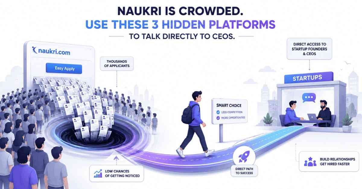Overcrowded Naukri applicants funnel vs direct startup hiring path