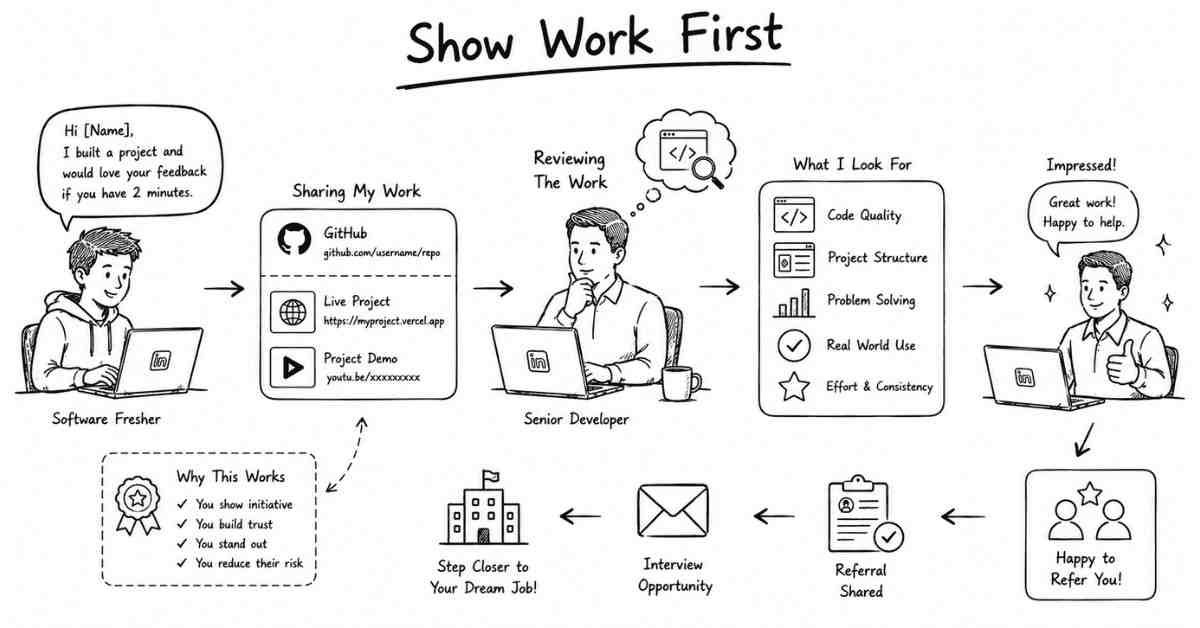 Fresher sharing portfolio/project instead of begging for referral