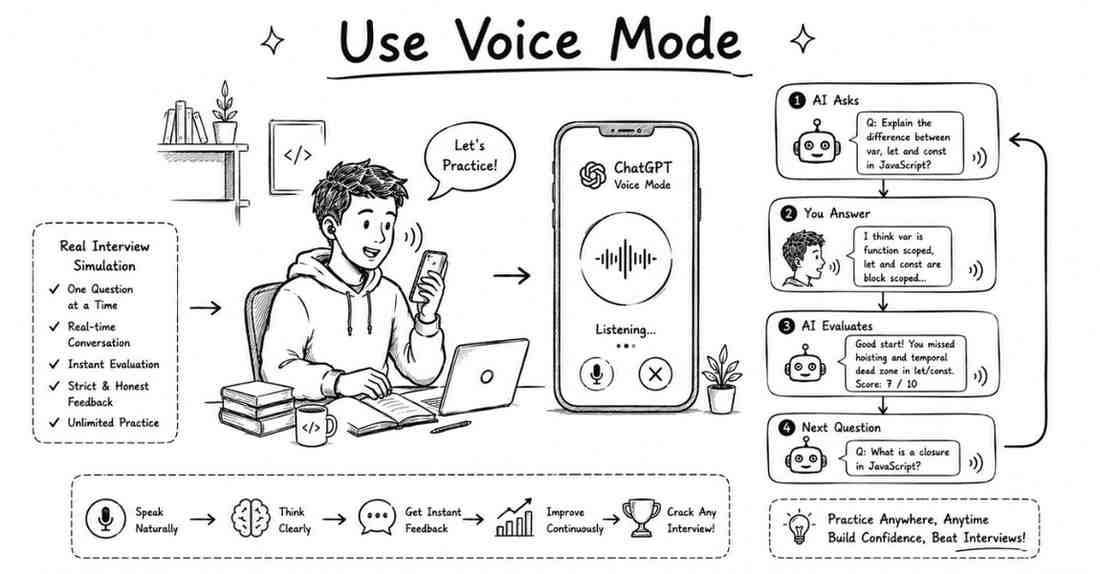 Candidate speaking to ChatGPT voice mode like real interview