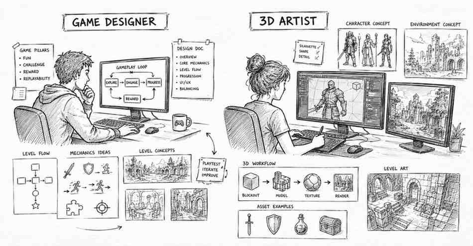 "Game designer and 3D artist creating characters environments and level designs"