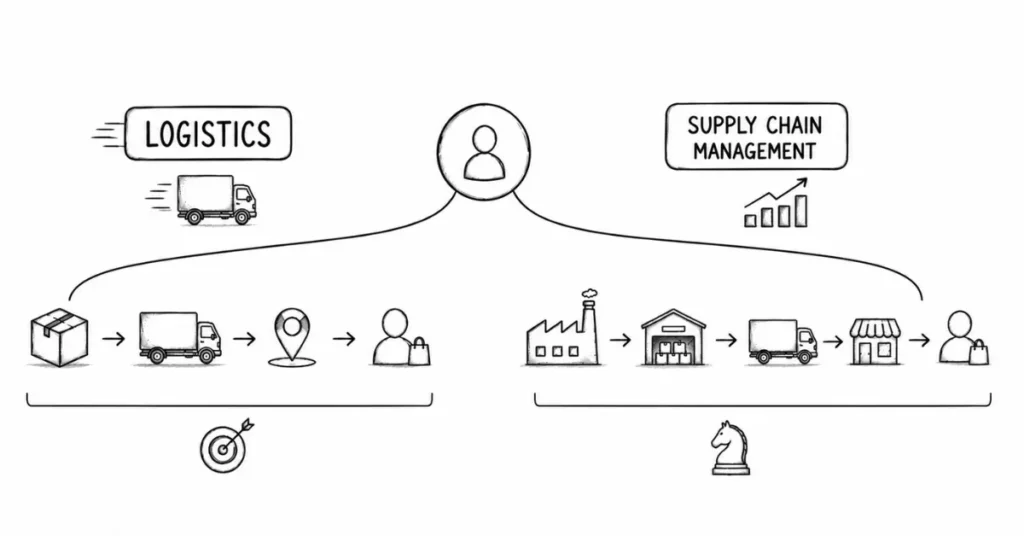 logistics vs supply chain management | flm | frontlines edutech
