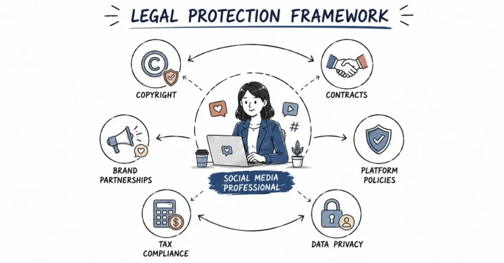 Legal compliance framework for social media creators and professionals.
