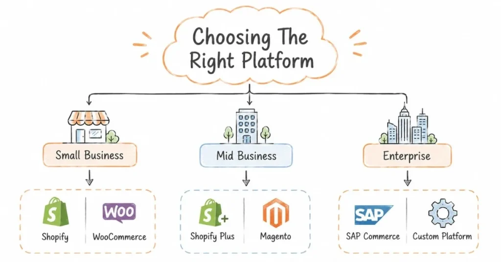 Framework for selecting the right e-commerce platform based on business size | FLM | FrontlinesEduTech