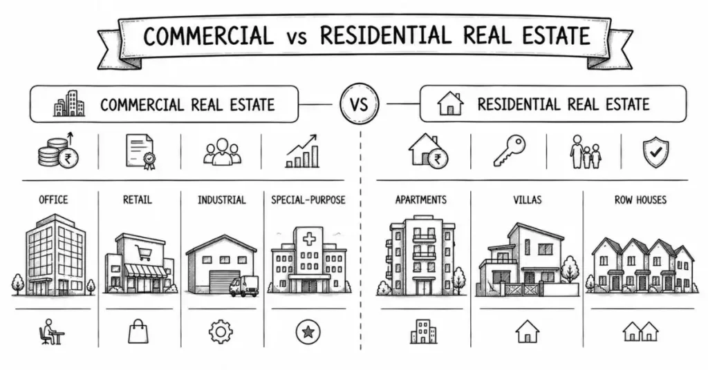 commercial vs residential real estate | flm | frontlines edutech