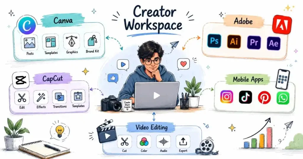 Content creation tools used by social media creators and marketers