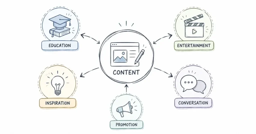 Content pillar framework organizing social media content themes