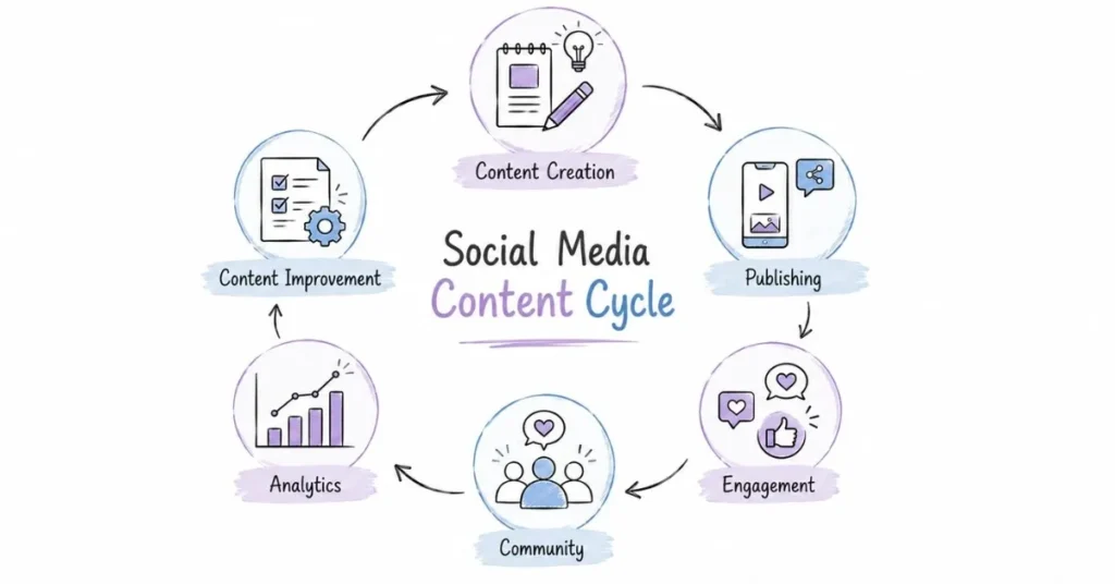 Social media marketing workflow for audience engagement and growth | FLM | FrontlinesEduTech