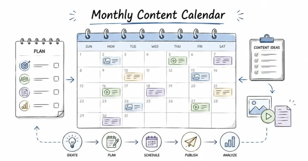 Social media editorial calendar for content planning and scheduling