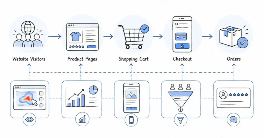 E-commerce conversion funnel from visitors to orders | FLM | FrontlinesEduTech
