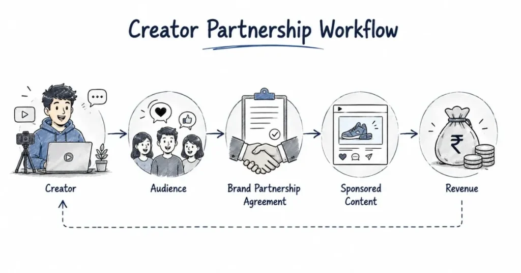 Brand sponsorship workflow between creators and businesses.