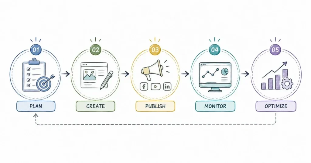 Social media campaign planning and execution workflow