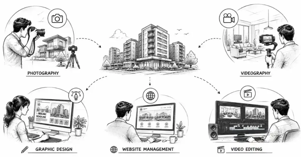 real estate marketing visuals and content | flm | frontlines edutech