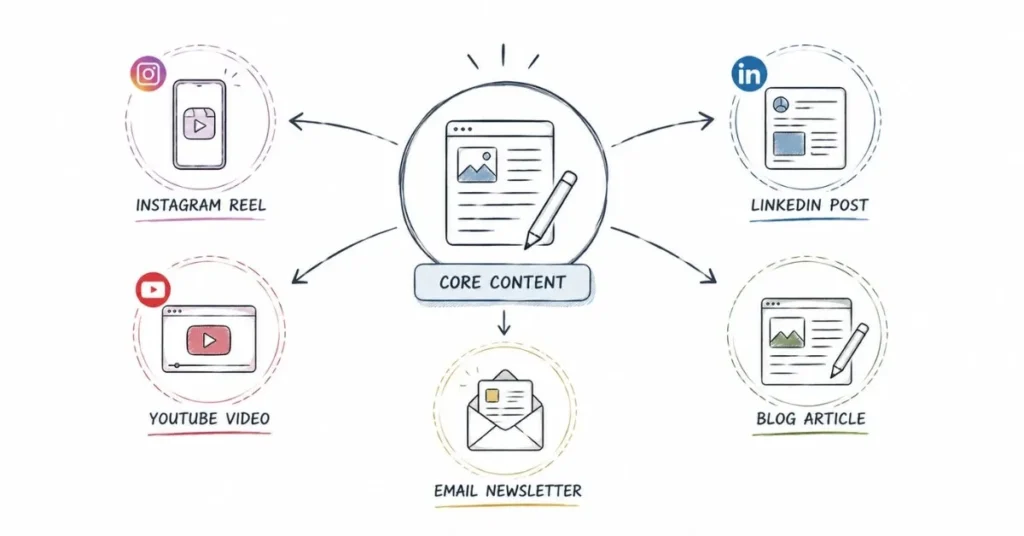 Content repurposing strategy across multiple social media platforms