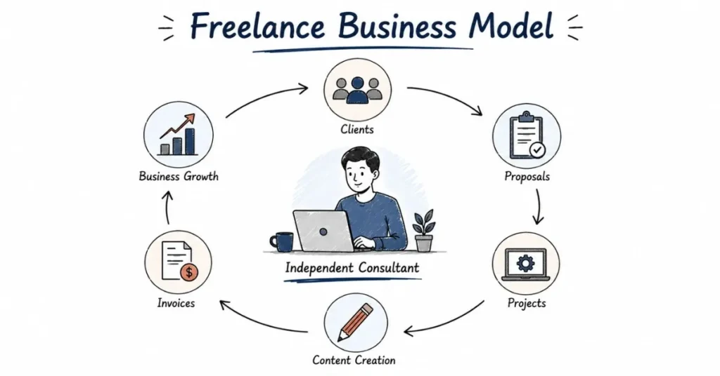 Freelance social media consultant managing clients and business operations.