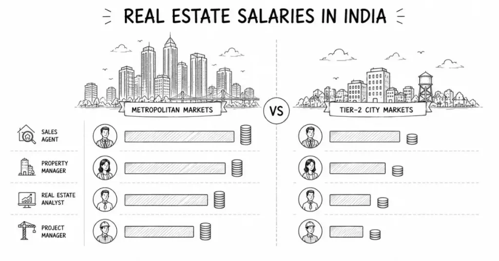 geographic salary variation real estate India